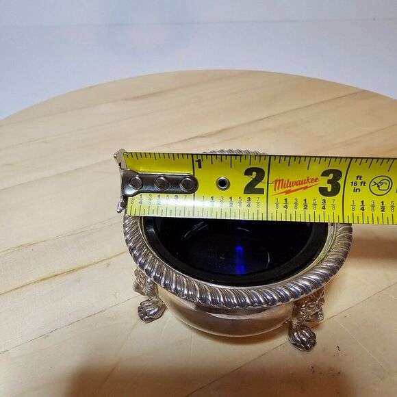 Vintage Ellis Barker Silver Plate Small Bowl With Cobalt Blue Glass Insert Liner - Picture 11 of 12